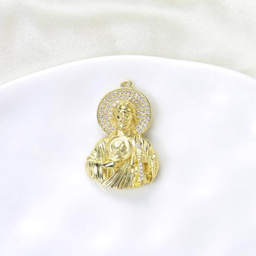 Cubic Zirconia Micro Pave Brass Pendant, plated, DIY & micro pave cubic zirconia, golden, nickel, lead & cadmium free, 19x9.40x2.90mm, Sold By PC