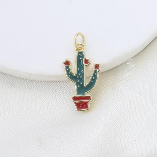 Brass Jewelry Pendants, Opuntia Stricta, plated, DIY & enamel, more colors for choice, nickel, lead & cadmium free, 17.40x11x1.80mm, Sold By PC