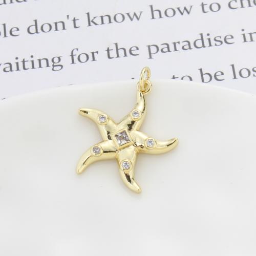 Cubic Zirconia Micro Pave Brass Pendant, Starfish, plated, DIY & micro pave cubic zirconia, more colors for choice, nickel, lead & cadmium free, 22.60x20x3mm, Sold By PC