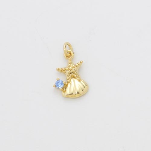 Cubic Zirconia Micro Pave Brass Pendant, Shell, plated, DIY & micro pave cubic zirconia, more colors for choice, nickel, lead & cadmium free, 13.90x9.40x2.50mm, Sold By PC