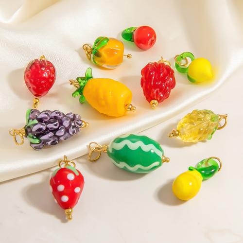 Plants Lampwork Pendants, 304 Stainless Steel, with Lampwork, 18K gold plated, DIY & different styles for choice, Sold By PC