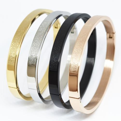 Stainless Steel Bangle, 304 Stainless Steel, fashion jewelry & for woman, more colors for choice, wide:6mm, Inner Diameter:Approx 60x50mm, Sold By PC