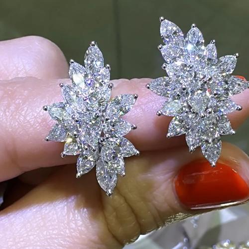 Befestiger Zirkonia Messing Ohrring, plattiert, Modeschmuck & Micro pave Zirkonia & für Frau, verkauft von Paar