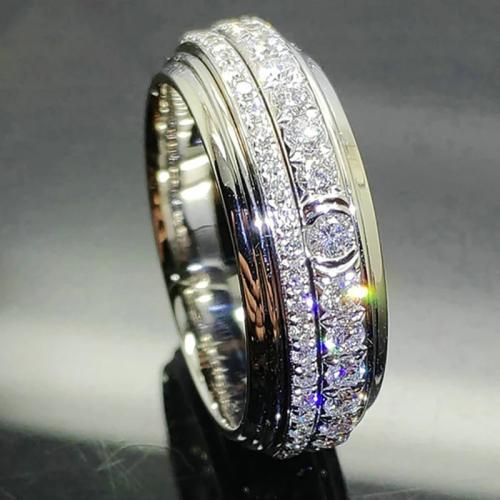 Cubic Zirconia Micro Pave Brass Ring, plated, different size for choice & micro pave cubic zirconia & for woman, Sold By PC