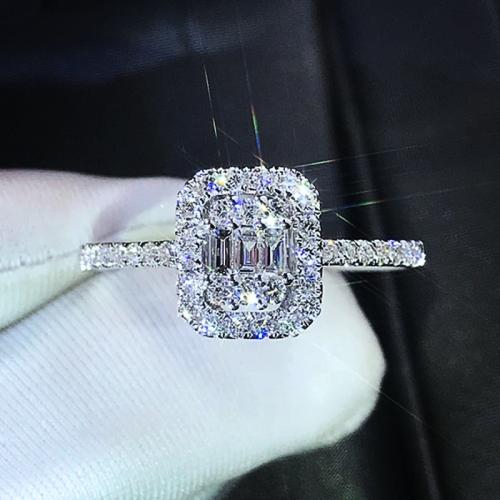 Cubic Zirconia Micro Pave Brass Ring, plated, different size for choice & micro pave cubic zirconia & for woman, Sold By PC