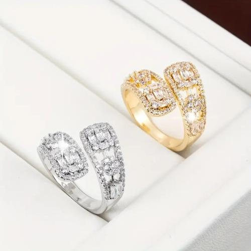 Cubic Zirconia Micro Pave Brass Ring, plated, different size for choice & micro pave cubic zirconia & for woman & hollow, more colors for choice, US Ring Size:7, Sold By PC