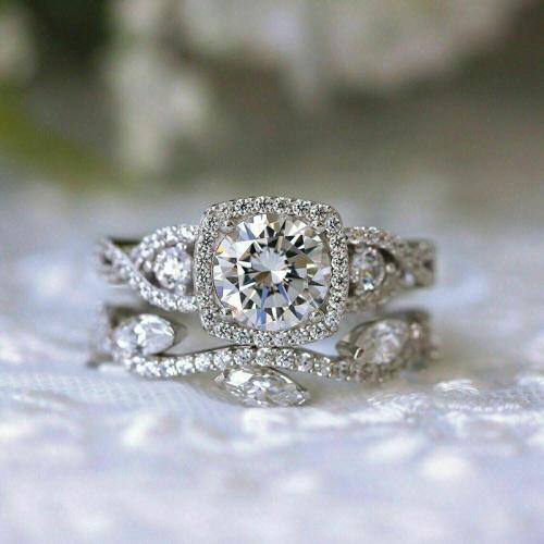 Cubic Zirconia Micro Pave Brass Ring, plated, 2 pieces & different size for choice & micro pave cubic zirconia & for woman, Sold By Set