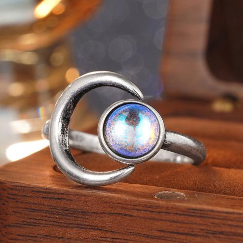 Brass Finger Ring, with Moonstone, plated, fashion jewelry & for woman, US Ring Size:7, Sold By PC