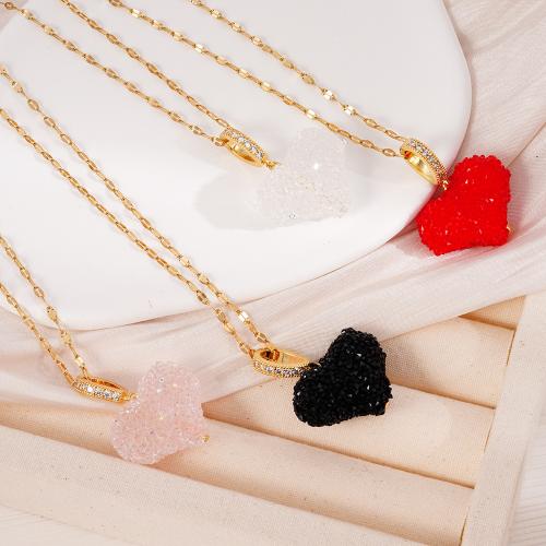 Cubic Zircon Micro Pave Brass Necklace, with 304 Stainless Steel Chain & Plastic, plated, fashion jewelry & micro pave cubic zirconia & for woman, more colors for choice, Sold By PC