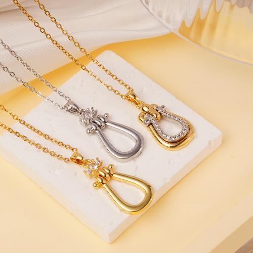 Cubic Zircon Micro Pave Brass Necklace, with 304 Stainless Steel Chain, plated, different styles for choice & micro pave cubic zirconia & for woman & hollow, more colors for choice, Sold By PC