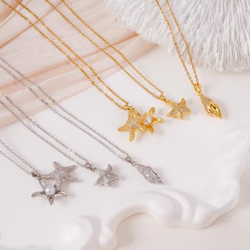 Cubic Zircon Micro Pave Brass Necklace, with 304 Stainless Steel Chain, plated, different styles for choice & micro pave cubic zirconia & for woman, more colors for choice, Sold By PC