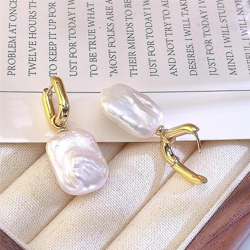 Freshwater Pearl Earrings, Brass, with Freshwater Pearl, plated, fashion jewelry, mixed colors, nickel, lead & cadmium free, 15x32mm, Sold By Pair