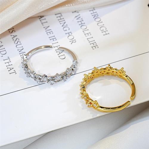 Cubic Zirconia Micro Pave Brass Ring, plated, fashion jewelry & micro pave cubic zirconia, more colors for choice, nickel, lead & cadmium free, 17mm, Sold By PC