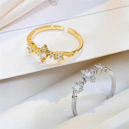 Cubic Zirconia Micro Pave Brass Ring, plated, fashion jewelry & micro pave cubic zirconia, more colors for choice, nickel, lead & cadmium free, 17mm, Sold By PC