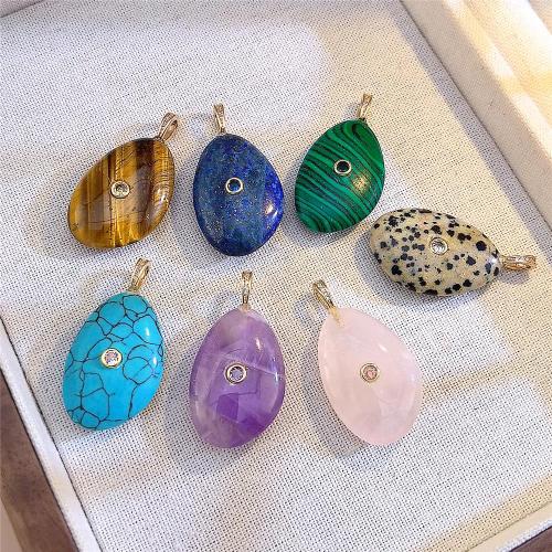 Gemstone Pendants Jewelry, Natural Stone, with Tibetan Style, plated, DIY & with rhinestone, more colors for choice, nickel, lead & cadmium free, 21x39mm, Sold By PC