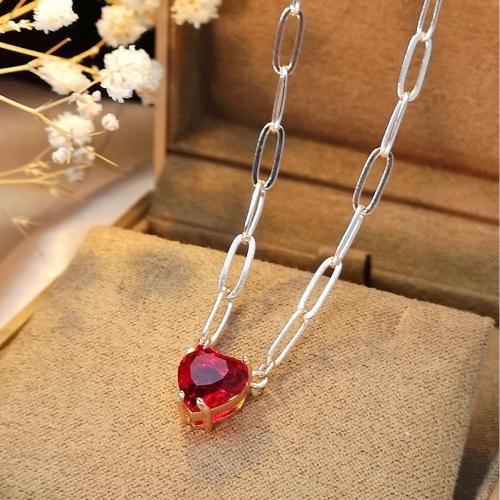 Brass Necklace, with Shell, Heart, plated, fashion jewelry & micro pave cubic zirconia, mixed colors, nickel, lead & cadmium free, Sold By PC