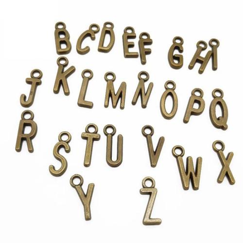 Zinklegierung Buchstaben Anhänger, Alphabet-Buchstabe, Messing antik Farbe überzogen, DIY & verschiedene Stile für Wahl, 10x5mm, verkauft von PC