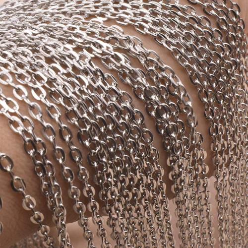 железная ювелирная цепочка, Железо, Платиновое покрытие платиновым цвет, DIY & Овальный цепь, line width 0.7mm, длина:Приблизительно 60 см, продается PC