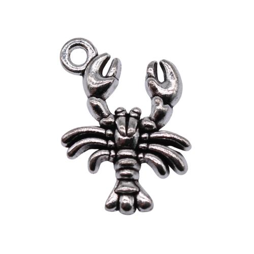 Pendentifs animaux en alliage de zinc, homard, Plaqué de couleur d'argent, DIY, 19x14mm, 20PC/sac, Vendu par sac