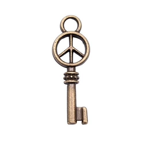 Tibetan Style Key Pendants, antique bronze color plated, DIY & hollow, 26x9mm, 20PCs/Bag, Sold By Bag