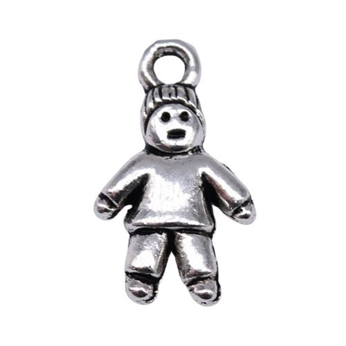 Pendentifs en forme de personnage en alliage de Zinc, Plaqué de couleur d'argent, DIY, 16x9mm, 40PC/sac, Vendu par sac
