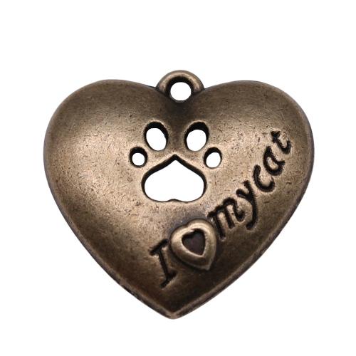 Tibetan Style Heart Pendants, plated, DIY & with letter pattern & hollow, more colors for choice, 22x21mm, Sold By PC
