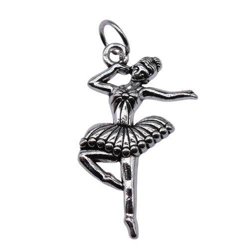 Charakterform Zinklegierung Anhänger, Dancing Girl, antik silberfarben plattiert, DIY, 29x16mm, 10PCs/Tasche, verkauft von Tasche