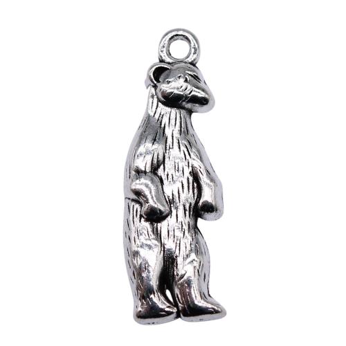 Pendentifs animaux en alliage de zinc, ours, Plaqué de couleur d'argent, DIY, 31x10mm, 10PC/sac, Vendu par sac