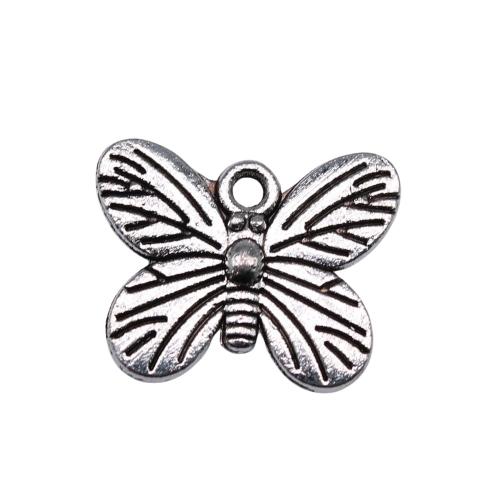 Zinklegierung Tier Anhänger, Schmetterling, antik silberfarben plattiert, DIY, 17x14mm, 20PCs/Tasche, verkauft von Tasche