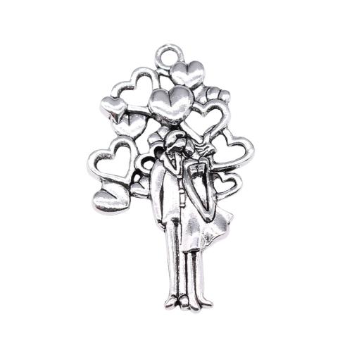 Zinklegierung Herz Anhänger, Charakter, plattiert, DIY, keine, 45x26mm, verkauft von PC