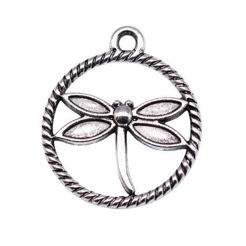 Tibetan Style Animal Pendants, Dragonfly, antique silver color plated, DIY & hollow, 23x20mm, 20PCs/Bag, Sold By Bag