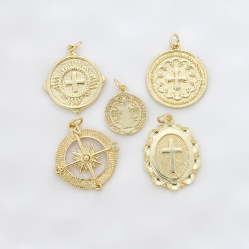 Brass Jewelry Pendants, plated, DIY, gold, nickel, lead & cadmium free, 24.90x19.30x2.30mm, Sold By PC