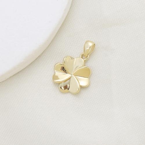 Brass Jewelry Pendants, Four Leaf Clover, plated, DIY, gold, nickel, lead & cadmium free, 15.30x12.90x2.40mm, Sold By PC
