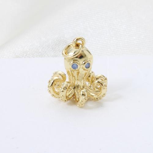 Cúbicos Circonia Colgante Latón Micro pavimenta, metal, Pulpo, chapado, Bricolaje & micro arcilla de zirconia cúbica, más colores para la opción, 14.80x13.20x4.20mm, Vendido por UD
