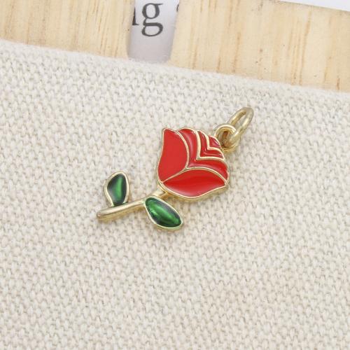 Messing Schmuck Anhänger, Rose, plattiert, DIY & Emaille, keine, 17.70x9.40x2mm, verkauft von PC