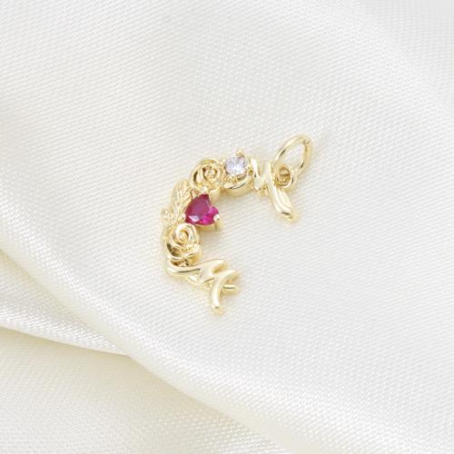 Cubique Pendentif en laiton zircon pavent, Rose, Placage, DIY & pavé de micro zircon, plus de couleurs à choisir, 11x15.70x3mm, Vendu par PC