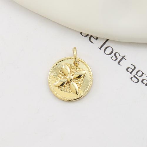 Messing Schmuck Anhänger, rund, plattiert, DIY, goldfarben, 12.20x12.20x2mm, verkauft von PC