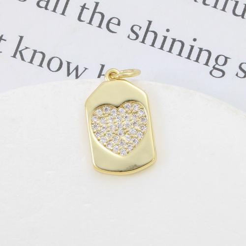 Cubique Pendentif en laiton zircon pavent, cadre, Placage, DIY & pavé de micro zircon, doré, 16.80x10x1.90mm, Vendu par PC