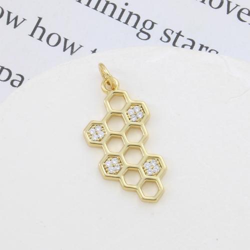 Cúbicos Circonia Colgante Latón Micro pavimenta, metal, chapado, Bricolaje & micro arcilla de zirconia cúbica, dorado, 22.70x11.60x1.70mm, Vendido por UD