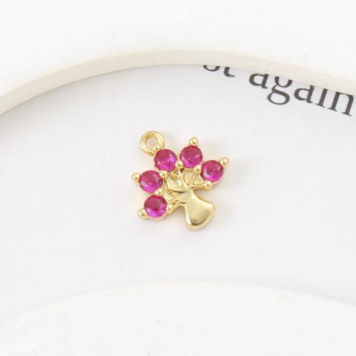 Cúbicos Circonia Colgante Latón Micro pavimenta, metal, Árbol, chapado, Bricolaje & micro arcilla de zirconia cúbica, más colores para la opción, 12.20x11.70x3.40mm, Vendido por UD