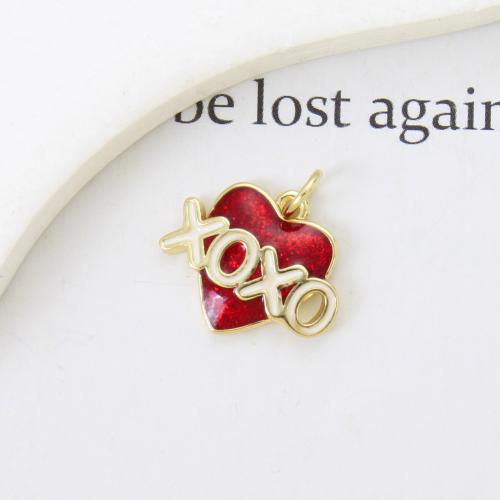 Brass Heart Pendants, plated, DIY & enamel, more colors for choice, 13.70x15.80x2.40mm, Sold By PC