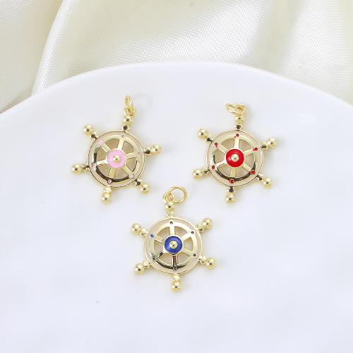 Messing Schmuck Anhänger, Schiffsrad, plattiert, DIY & Emaille, keine, 24.50x19.60x3.40mm, verkauft von PC