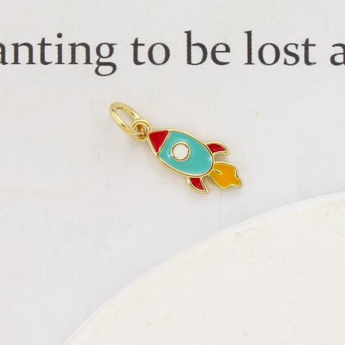 Messing Schmuck Anhänger, Rakete, plattiert, DIY & Emaille, keine, 14.30x6.20x1.80mm, verkauft von PC