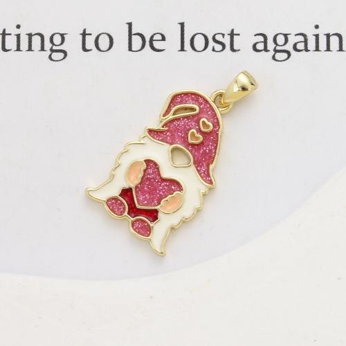 Brass Jewelry Pendants, Santa Claus, plated, DIY & enamel, more colors for choice, 22x13.30x2.10mm, Sold By PC
