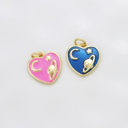 Brass Heart Pendants, plated, DIY & enamel, more colors for choice, 14x13.50x2.60mm, Sold By PC
