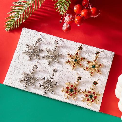 Christmas Earrings, Tibetan Style, with Plastic Pearl, plated, Christmas Design & different styles for choice & for woman & with rhinestone, more colors for choice, Sold By Pair