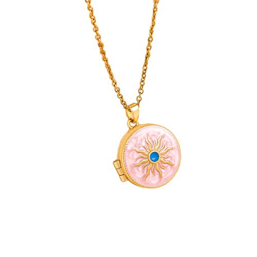 Brass Necklace, with Titanium Steel, real gold plated, fashion jewelry & for woman & enamel, more colors for choice, Length:Approx 45 cm, Sold By PC