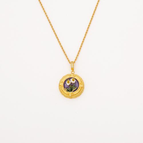 Freshwater Pearl Brass Necklace, with Freshwater Pearl, real gold plated, fashion jewelry & for woman & enamel, more colors for choice, Sold By PC