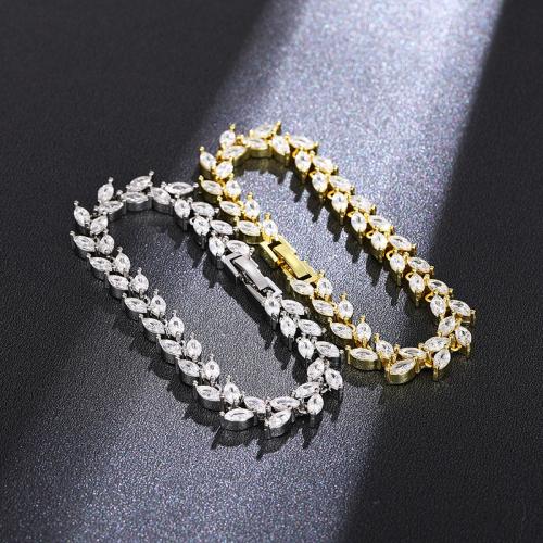 Cubic Zirconia Micro Pave Brass Bracelet, with Cubic Zirconia, plated, fashion jewelry & for woman, more colors for choice, Sold By PC