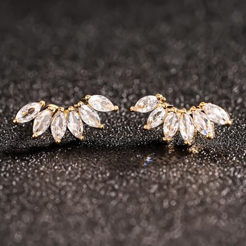 Латунь Стад Серьги, с кубический цирконий, Другое покрытие, ювелирные изделия моды & Женский, продается Пара